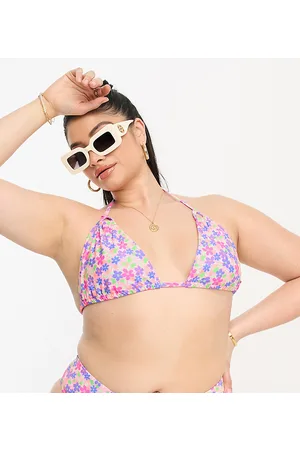 We Are We Wear Plus melissa triangle bikini top in retro floral print