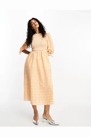 Whistles Long sleeve maxi tea dress in gingham