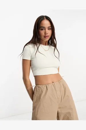 Stradivarius Second skin tee co-ord in ecru