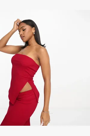 ASOS Textured bandeau top co-ord with asymmetric hem in