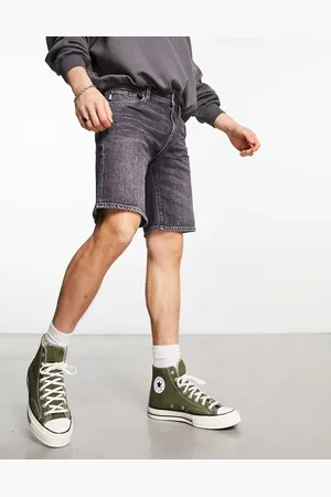 SELECTED Cotton mix denim short in washed