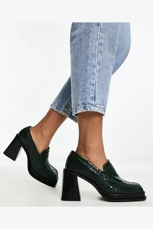 ASOS Paterson premium leather heeled loafers in snake