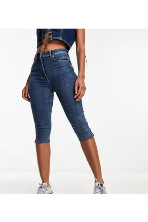 COLLUSION Vintage denim longline skinny short in