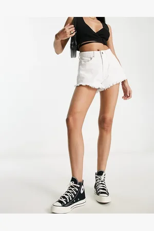 Miss Selfridge Festival extreme fray denim short in