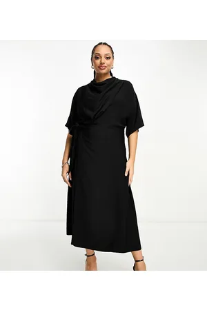 ASOS ASOS DESIGN Curve cowl neck midi dress with wrap skirt in