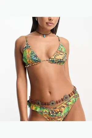 Reclaimed Bikini bottoms with frill in retro print