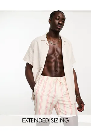 ASOS Swim shorts in mid length in pink stripe