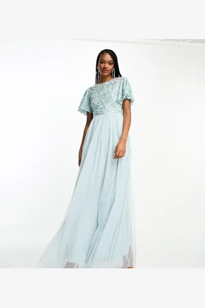 Maya embellished bardot layered cheap midaxi dress in ice blue