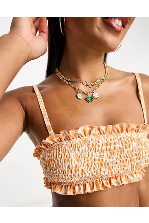 Playful Promises Frill detail bikini top in print