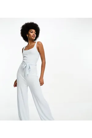 ASOS DESIGN tailored square neck jumpsuit with kick flare in white