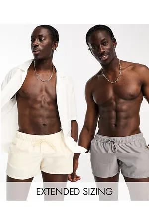 ASOS 2 pack swim shorts in short length in white and charcoal