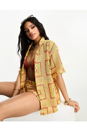 ASOS Crochet mosaic beach shirt
