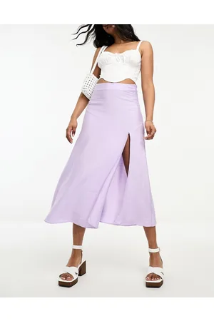 MANGO Side split midi skirt in lilac