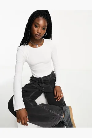 Noisy May Scoop neck cropped long sleeve top in