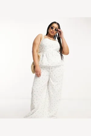 Daisy Street Linen relaxed trousers in ditsy floral co-ord