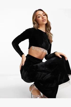 Kanya London Fringe embellished crop top co-ord in