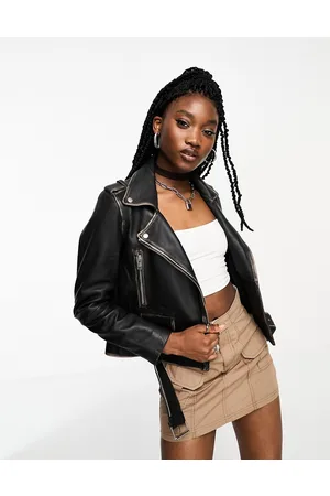 Silver Cropped Leather Jacket | Women's Leather Jackets • Alyson Eastman
