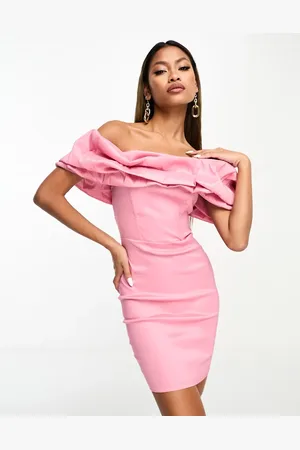 NaaNaa Bardot mini dress with oversized frill detail in