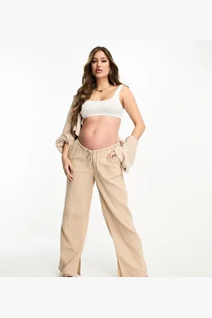 ASOS ASOS DESIGN Maternity cheesecloth pull on trouser in stone
