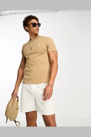 Ralph Lauren Icon logo t-shirt custom fit in tan