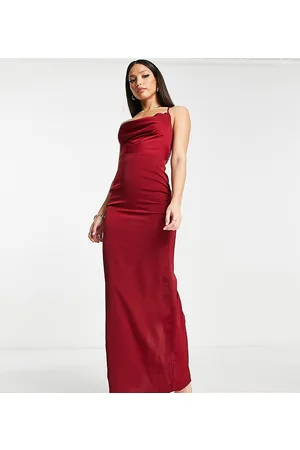 Buy Ruby Red Gown In Milano Satin With Embellished Bodice KALKI Fashion  India