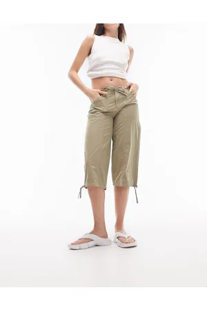 Topshop low rise Y2K cargo pants with eyelet details in khaki