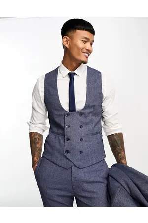 ASOS Wedding skinny suit waistcoat in dark micro texture