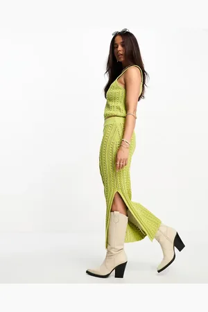 ASOS Knitted crochet midi skirt in co-ord