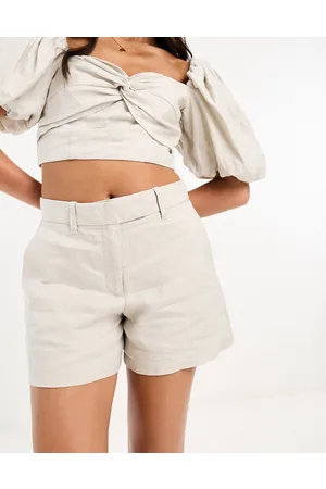 Abercrombie & Fitch Linen tailored shorts in beige