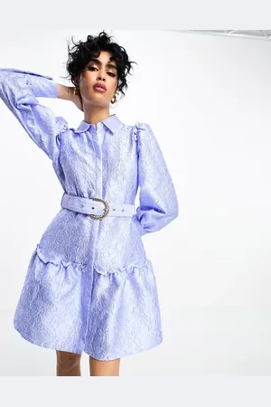 Y.A.S Y.A.S jacquard belted mini shirt dress in lilac