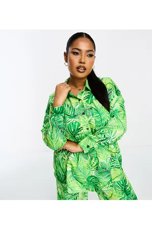 Yours Oversized shirt co-ord in tropical print