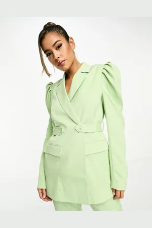 Y.A.S Y.A.S tailored puff sleeve belted blazer co-ord in mint