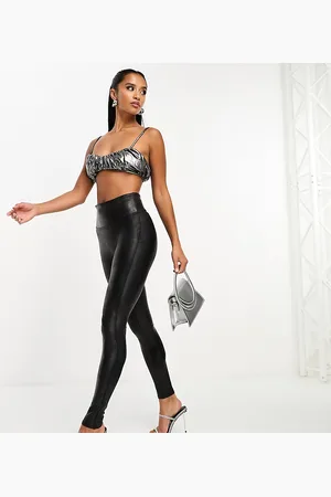 Spanx Petite leather look legging with contoured power waistband in