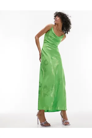 Topshop Cowl neck cami slip maxi slip dress in jacquard