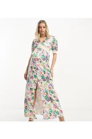 Hope & Ivy wrap maxi tea dress in buttercup floral