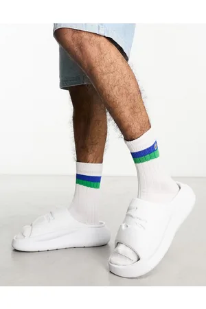 White lacoste online sliders