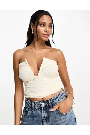 Pull&Bear bandeau corset top in white