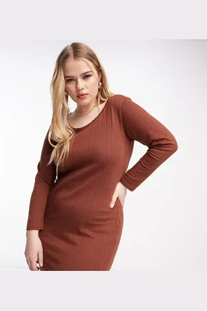 Daisy Street Long sleeve scoop neck mini dress in pointelle