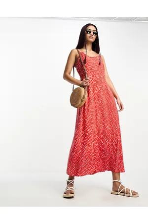Pieces® Cami maxi dress in red spot