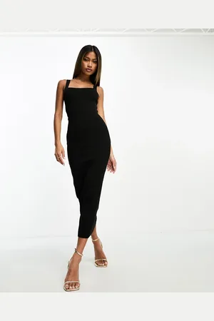 Fashionkilla Fine knit square neck midi dress in