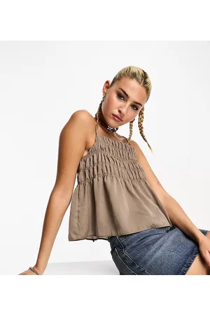 COLLUSION Ruched strappy cami in light