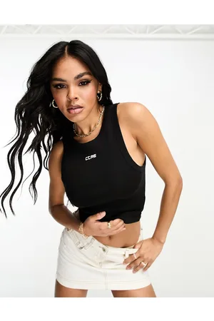 The Couture Club Ribbed tank top in with logo print