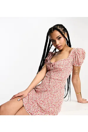 Glamorous Milkmaid mini dress in vintage bud floral