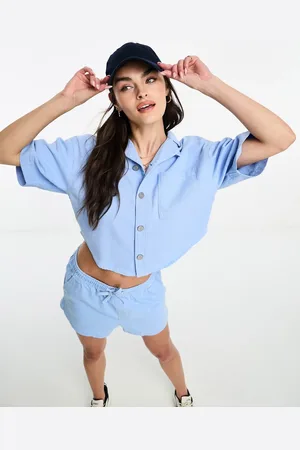 Wåven Nomie revere denim shirt in tranquil