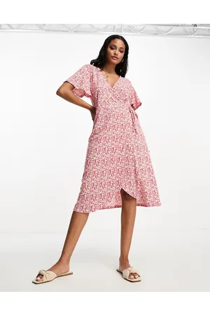 JDY Wrap midi dress in floral