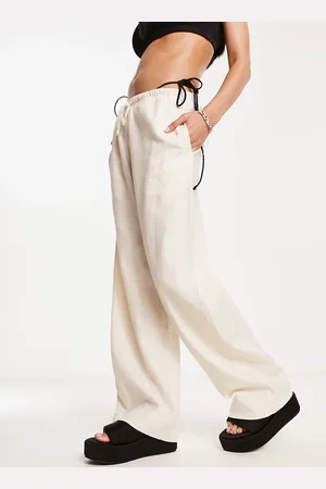 Weekday Mia linen mix trousers in off