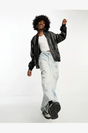 Noisy May Faux leather bomber jacket in