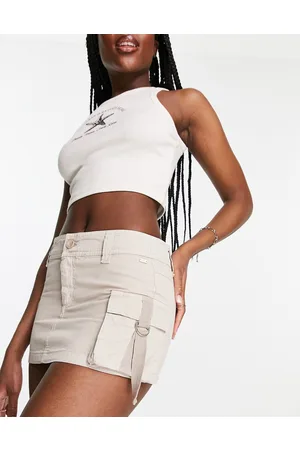 Pull&Bear Cargo detail mini skirt in sand