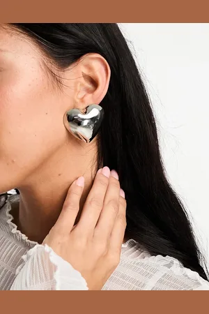 ASOS Stud earrings with oversized puff heart in tone