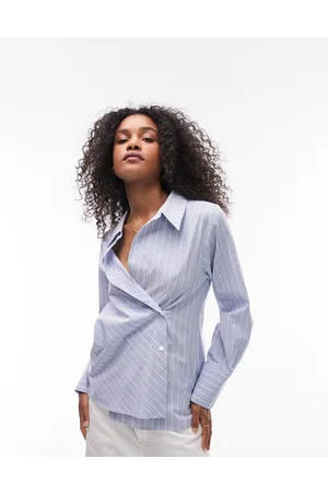 Topshop Asymmetric button stripe shirt in